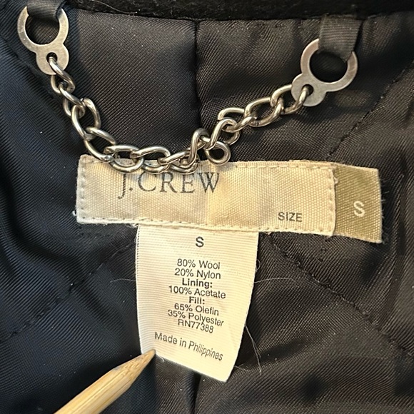 J Crew Womens Wool Blend Pea Coat Jacket Black Small Button Up Pockets - Picture 5 of 5